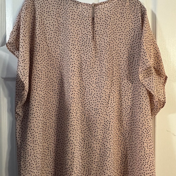 Halogen 3X Light Pink & Black Polka Dot Blouse – Short Sleeves - Picture 2 of 6